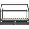 vidaXL Letto per bambini con cassetti in pino massiccio grigio scuro 90x200cm