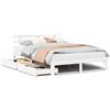 vidaXL Letto in legno massiccio con cassetti bianco 120x200 cm pino