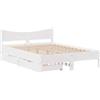 vidaXL Letto in legno massiccio con cassetti bianco 140x200 cm pino