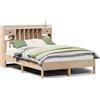 vidaXL Letto in legno massiccio con ripiano senza materasso 135x190 cm pino