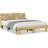 vidaXL Letto in legno massiccio con testiera senza materasso 135x190 cm in legno di quercia