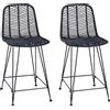 vidaXL Sgabello da bar, set da 2 pezzi, 44,5 x 54,5 x 97,5 cm, rattan e ferro