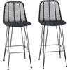vidaXL Sgabello da bar, 2 pezzi, 44 x 52 x 111 cm, rattan e ferro