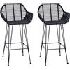 vidaXL Sgabello da bar, 2 pezzi, nero, 55 x 52 x 92 cm, rattan e ferro