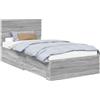 vidaXL Struttura del letto con testiera, grigio Sonoma, 100 x 200 cm, realizzata in legno composito