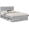 vidaXL Telaio per letto, colore Sonoma grigio, 150 x 200 cm, in legno di pino massello