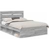 vidaXL Struttura letto grigio Sonoma 150 x 200 cm in legno di pino massiccio