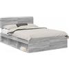 vidaXL Struttura letto grigio Sonoma 150 x 200 cm in legno di pino massiccio