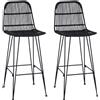 vidaXL Sgabelli da bar, 2 pezzi, nero, 44 x 55 x 109 cm, rattan e acciaio