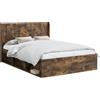 vidaXL Letto matrimoniale con contenitore e testiera in legno effetto noce, dimensioni 120 x 200 cm