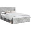 vidaXL Struttura letto con contenitore e testiera, grigio cemento, 140 x 200 cm