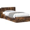 vidaXL Letto matrimoniale con contenitore e testiera in rovere tortora, 90 x 200 cm