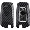 kwmobile Custodia Copri Chiave Compatibile con BMW con 3 tasti controllo remoto - Cover Coprichiave Telecomando Auto in Plastica e Silicone - Effetto Carbonio