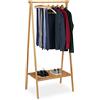 relaxdays Appendiabiti Pieghevole da Corridoio, in Bambù, con Scomparto, Salvaspazio HLP 170 x 83 x 56cm Legno Naturale