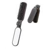 SanKristo Spazzola da Viaggio, Spazzola Portatile per Capelli con Specchio, Pieghevole Pettine con Setole di Cinghiale, Mini Pettine per Massaggio Cuoio Capelluto, per Viaggi, Borse, Palestra, Grigio