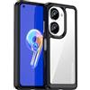 QINOUK Custodia per Asus Zenfone 10, [Anti-graffio] HD Trasparente Custodia Protettiva Case TPU Morbido e PC Rigido, Custodia per Asus Zenfone 10-Nero