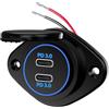 Meijeegu Pannello di presa USB 2 porte 12 V - 72 W - USB C PD 3.0 - Caricatore auto impermeabile - Base 36 W PD - Accessorio per roulotte camper nautica autobus RV camion