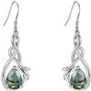 JERWLI Orecchini in agata muschiata, in argento sterling 925, infinito, con agata muschiata naturale, da appendere, con pietre verdi, fidanzamento, matrimonio, regalo per donne e donne