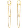 Vincent Paul ORECCHINI DONNA A CERCHIO DOPPIA CATENELLA LUNGA ARGENTO 925 RODIATO ORO 18K