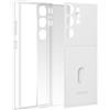 Samsung Frame Cover Custodia in silicone morbida per Galaxy Galaxy S23 Ultra, retro trasparente e retro portatessere inclusi, Bianco