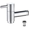 Shuiltad Rubinetto Montato a Parete in Ottone Cromato per Giardino Esterno, Balcone, Mocio, Lavello, Rubinetto per Acqua Fredda, Rubinetti per Bagno e Lavanderia