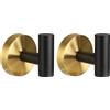 YUET 2 Pezzi Ganci Portasciugamani in SUS 304 Acciaio Inox Gancio Appendiabiti da Parete Con Accessori a vite per Cucina e Bagno Asciugamani Muro Accappatoio (Nero Oro)