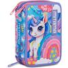 Mitama Astuccio Scuola 3 Scomparti, TRIPLO RAINBOW DREAM, Contenuto 47 pz, Completo di Matite, Pennarelli, Portapenne Scuola Elementare Bambina