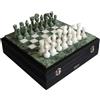 Italfama Set Scacchi In Marmo Verde-Bianco Italiano Con Calibro Onice E Scatola