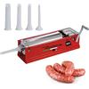 Reber Insaccatrice Manuale 6,8L/8KGS - Macchina per Salsicce Orizzontale con Sistema a 2 Velocità, per Uso Domestico e Professionale - Struttura Robusta in Acciaio INOX - 4 Imbuti Inclusi