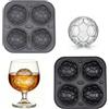 KDFSSIPE Set Da 2 Stampi Per Cubetti Di Ghiaccio a Forma Di Pallone Da Calcio, Stampi In Silicone Per Ghiaccio Sferico e Cioccolato, Per Raffreddare Cocktail e Bevande a Base Di Whisky(Grigio Nero)