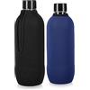 kwmobile Set 2x Borsa Termica Porta Bottiglie Compatibile con Soda Stream Bottle 615ml - Cooler Raffreddante Termico con Cerniera Zip - Neoprene nero/blu