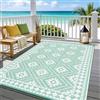 Enyhom Tappeto da esterno impermeabile verde, grande tappeto da giardino in paglia reversibile, in plastica, resistente ai raggi UV, pieghevole, per campeggio, balcone, cortile, 240 x 300 cm
