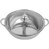 Endingfuny Pentola in acciaio inox, 28 cm, con coperchio in vetro, con divisorio, 2 camere, pentola cinese, in acciaio inox, Yin Yang, doppia pentola calda per fornelli a induzione, fornello elettrico, fornello