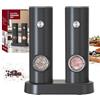 CIRCLE JOY Set Macina Sale e Pepe Elettrico a Batteria Macinaspezie con Base, Luce LED Bianca e Rugosità Regolabile, Nero