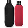 kwmobile Set 2x Borsa Termica Porta Bottiglie Compatibile con Soda Stream Bottle 615ml - Cooler Raffreddante Termico con Cerniera Zip - Neoprene nero/rosso
