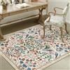 PureCozy Tappeto Salotto 120x170cm Floreale Pelo Corto Antiscivolo Morbido Retro Lavabile Tappeti per Cucina Corridoio Piedi Del Letto Camera Da Letto Salotto Beige Rug