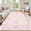 INOVADAY Tappeto 150x210 cm Lavabile in Lavatrice Vintage Antiscivolo Rosa