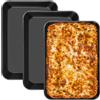 HEIYUET Set di 3 teglie da forno antiaderenti, 34 x 24 x 5 cm, teglie da forno rettangolari in acciaio al carbonio, per brownies, lasagne, casseruola, lavabile in lavastoviglie
