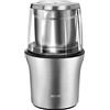 MPM MMK-06M Macinacaffè Elettrico + Macinino Multiuso, Grinder 2 Tipi di Lama, Macina Semi, Spezie e Noci, Funzione a Impulsi, 2 Contenitori da 70g, Acciaio Inossidabile, 200W