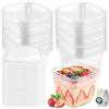Kozdtiz 50 bicchieri da dessert in plastica con coperchio, 400 ml, rettangolari, riutilizzabili, per antipasti, tiramisu, dessert, budino, mousse