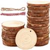 HAOYULUO 40 Pezzi Dischi Legno Grezzo 7-8cm，Dischetti Legno con fori，Fette di legno naturale con 2 fili di cotone，Legno Da Decorare non finiti，Perfetto per fai da te,artigianato,matrimoni,decorazioni natalizie