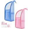 LLELEMAMO Borsa da Toilette Autoportante, Organizer da Viaggio Portatile e Leggero, Beauty Case in Rete con Cerniera, Pieghevole Trasparente per Cosmetici e Articoli da Toeletta da Viaggio (2PCS-I)