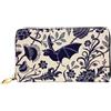 PQruop Portafoglio da donna con stampa a pipistrello,Pochette in pelle lunga,Porta carte di credito con cerniera in metallo,Portafoglio da viaggio