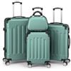 LEADZM Set di Valigie Rigide 4 Pezzi con Beauty Case, Set Valigie con Rinforzi Angolari, Luggage Suitcase Grande 23 kg in ABS (Turchese)