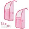 LLELEMAMO Borsa da Toilette Autoportante, Organizer da Viaggio Portatile e Leggero, Beauty Case in Rete con Cerniera, Pieghevole Trasparente per Cosmetici e Articoli da Toeletta da Viaggio (2PCS-A)