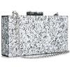 Gets - Borsa rigida in acrilico da donna, multicolore, con motivi geometrici in Perspex, pochette da sera e borsa a tracolla a forma di scatola per banchetti ed eventi, C-argento., Taglia unica