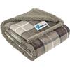 Petami cane coperta letto divano divano | Sherpa Pet coperta | morbido, accogliente, in microfibra di tessuto non tessuto | reversibile coperta cucciolo grande Pet Dog, 60 x 40 Inches, Plaid Taupe