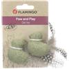 Flamingo Giocattolo Katti Uccellino con Piume Verde 9,5x3x4,5CM