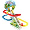 Generico Pista Giocattolo Salita delle Scale Elettrica con Luci Suoni Musica Luminoso Pista Corsa Felice Paperetta Pista Bambini Cani Pinguini Montagne Russe Arrampicata Scalatore Treni Slide (PAPERE)
