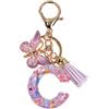 Folpus Portachiavi Ciondolo con Lettera Iniziale Decorazione da Appendere Anello per Chiavi Charm per Borsa con Farfalla Adatto per Regali di Laurea E Zaini, C